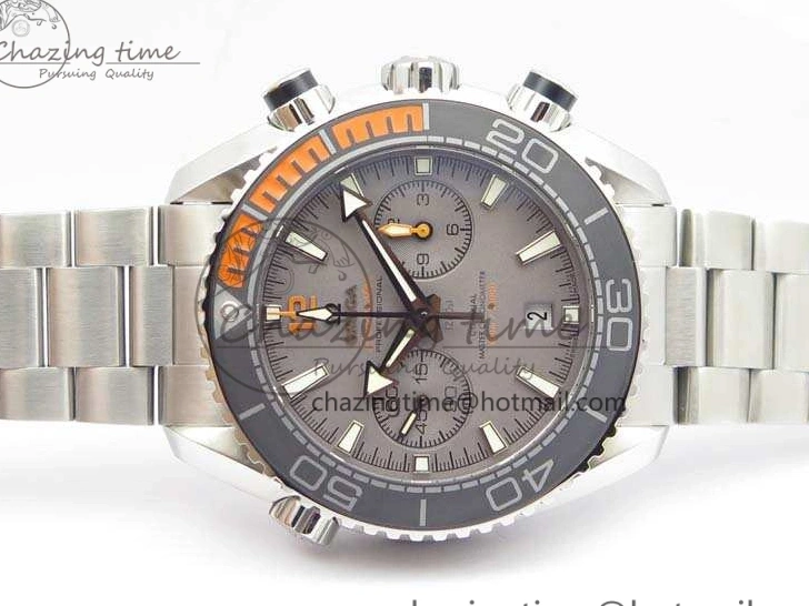 0727 MultiPurpose Planet Ocean Master Chrono SS OM 1:1 Best Edition Gray Dial On SS Bracelet A9900 V 8116